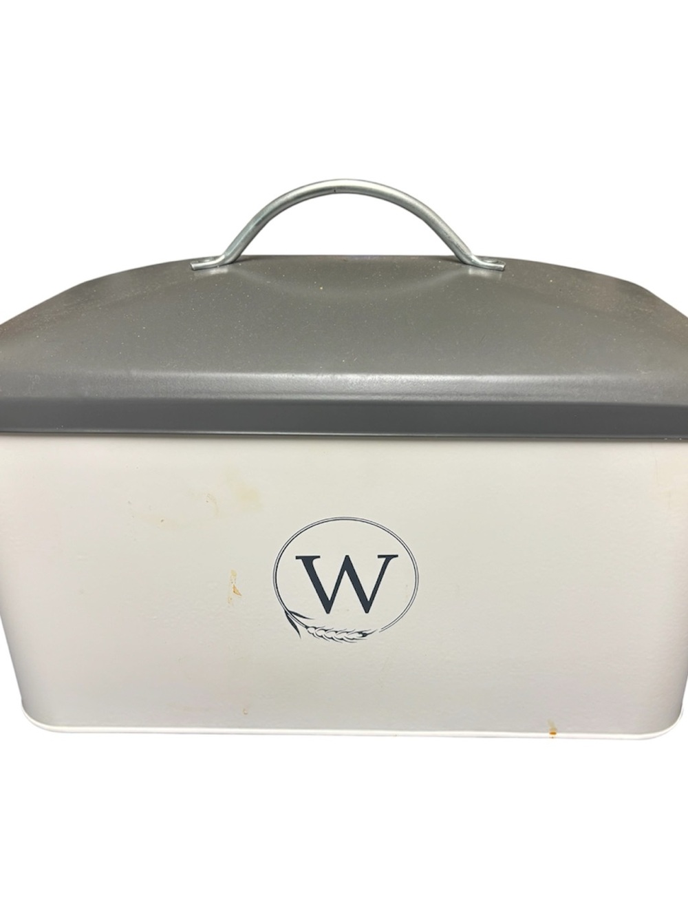 Grey and Cream Bread Box with Monogram